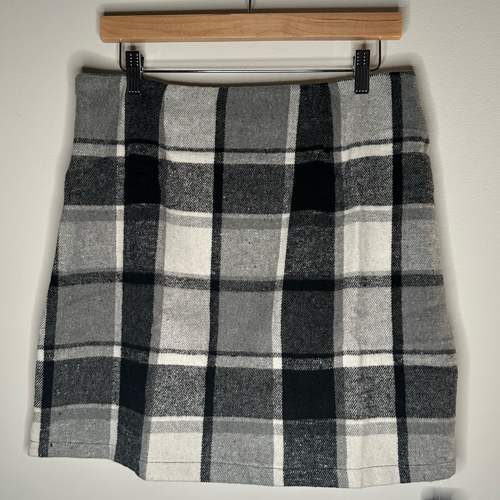 Cupshe Size L Plaid Black and Gray High-Waisted A-Line Mini Skirt